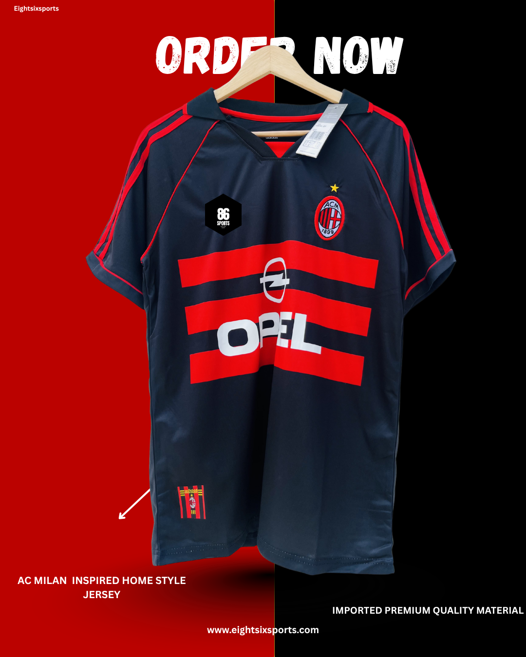 𝐈𝐦𝐩𝐨𝐫𝐭𝐞𝐝 𝐏𝐫𝐞𝐦𝐢𝐮𝐦 𝐄𝐝𝐢𝐭𝐢𝐨𝐧 -AC MILAN RETRO  𝐖𝐢𝐭𝐡 𝐒𝐡𝐨𝐫𝐭𝐬